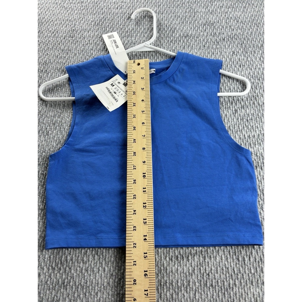 ZARA Sleeveless Tank Top Blue Crew Neck Pullover Solid Women's Medium - Picture 3 of 7